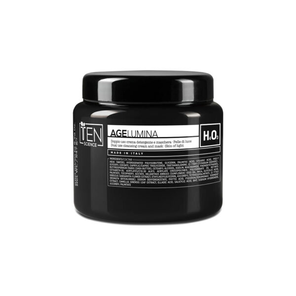 Ten Science – Age Lumina – Crema Viso Doppio Uso Detergente e Maschera Pelle di Luce, vaso da 250 ml